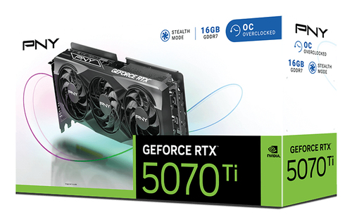 PNY NVIDIA GeForce RTX 5070 Ti Grafikkarte - 16 GB GDDR7 - Gesamthöhe - 7680 x 4320 - 2,30 GHz Core - 2,57 GHz Boost-Taktf