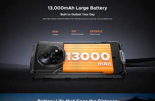 Doogee Fire 5 Ultra. Dimensioni diagonale schermo: 16,8 cm (6.6"), Risoluzione del display: 1612 x 720 Pixel. Frequenza de