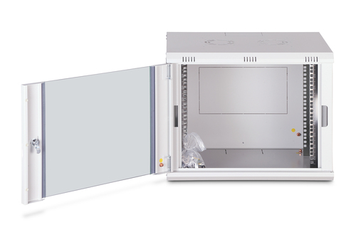 Digitus DN-19 09-U-EC 9U Rack Cabinet - 482.60 mm Rack Width - Grey - Steel, Glass
