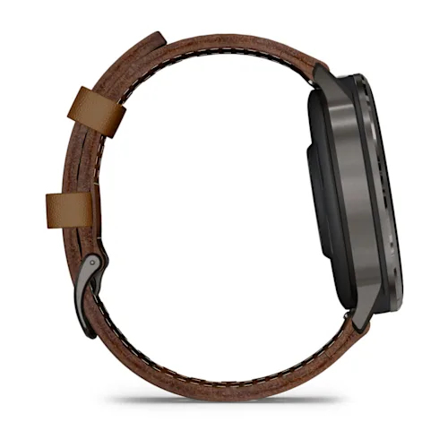 Garmin Venu 4 Smart Watch - Slate Case Color - Black, Brown Band Color - Stainless Steel, Metal Body Material - Fiber Rein