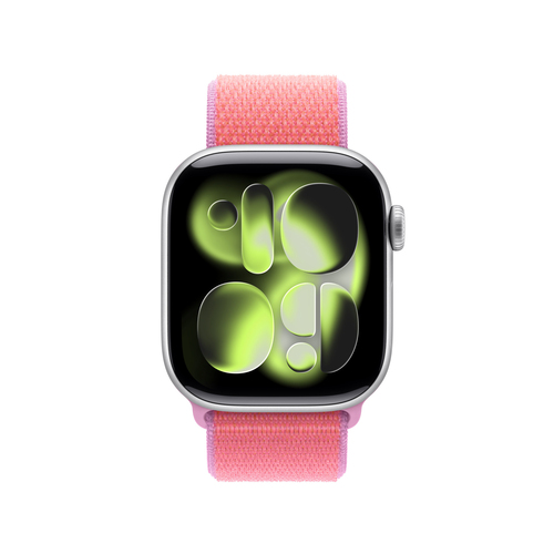 Apple Adjustable Smartwatch Band - One Size - Hook & Loop Attachment - Bright Guava - Nylon, Polyester