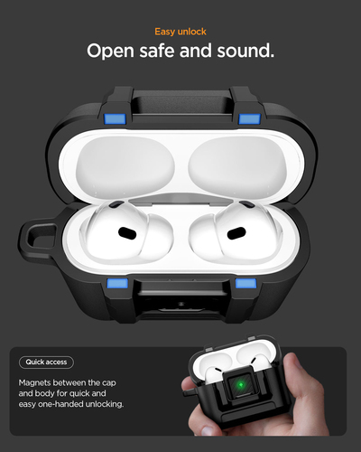 Spigen Lock Fit AirPods Pro 3 Case Matte Black. Product type: Case, Material: Polycarbonate (PC), Thermoplastic polyuretha