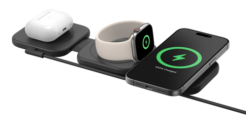 Belkin BoostCharge Pro Induktionsladegerät - Schwarz - für Qi2-fähiges Gerät, iPhone, Smartwatch, AirPod - Eingangsstecker