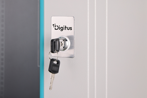 Digitus Dynamic-N 12U Wall Mountable Enclosed Cabinet Rack Cabinet for Networking, Server - Light Grey - Steel, Glass, She