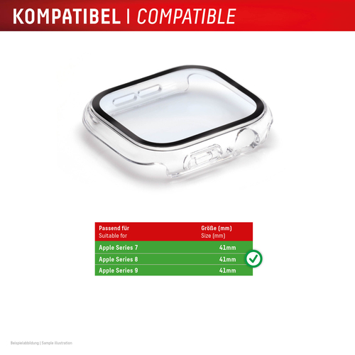 Displex 10H Glas, Polycarbonat Displayschutz für Apple Watch Series 7, Watch Series 8 - Transparent - 1 - für OLED Apple W