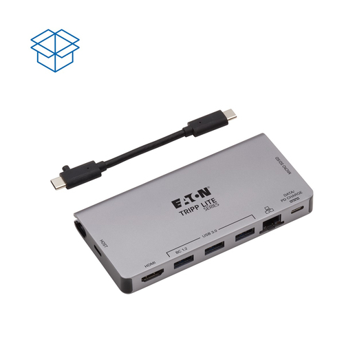 Tripp Lite U442-DOCK5D-GY USB-C Dock - 4K HDMI, USB 3.x (5Gbps), USB-A/C Hub Ports, GbE, Memory Card, 100W PD Charging, De