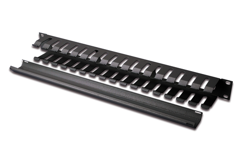 Digitus Cable Management Panel with detachable cover for 483 mm (19“) cabinets, 1U. Product colour: Black
