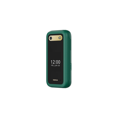 Nokia 2660 Flip - 4G, VoLTE, 2,8"+1,77", 0,3MP, 48MB/128MB, Lush Green. Form factor: Flip. SIM card capability: Dual SIM. 