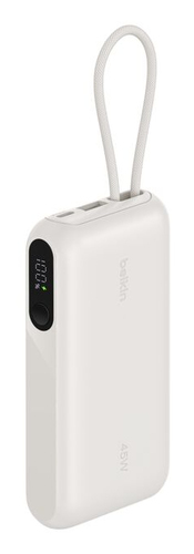 Belkin BoostCharge Power Bank - Sand - 10000 mAh - 45 W - Built-in Cable - Sand