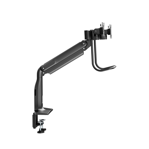 Bras support d'écran V7 DM1HDD pour Moniteur, Affichage - Noir mat - Support de barre à ressort à gaz robuste V7 pour doub