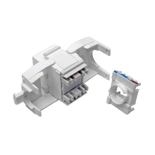 Tripp Lite N238-001-GY-TF Keystone Jack Cat6/Cat5e, RJ45, Shuttered, Dust Cap - Toolless, PoE/PoE+ Compliant, White, TAA. 