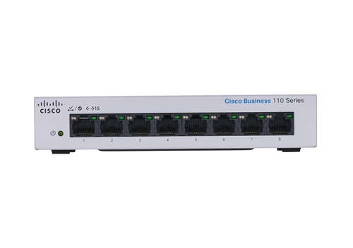 Cisco Business 110 CBS110-8T-D 8 Ports Ethernet Switch - 2 Layer Supported - 4.13 W Power Consumption - Twisted Pair - Des