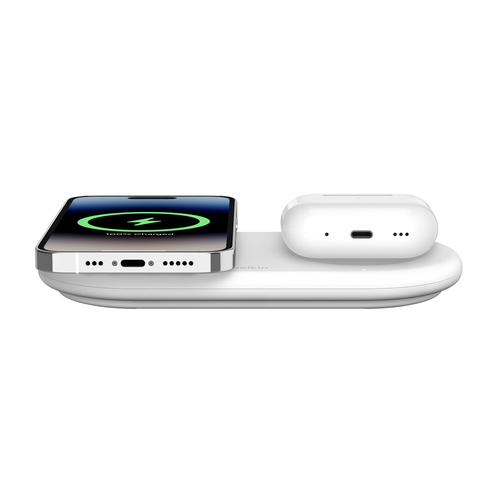Belkin BoostCharge Pro Induction Charger - White - For Qi2-enabled Device, AirPod, iPhone - Input connectors: USB - Batter