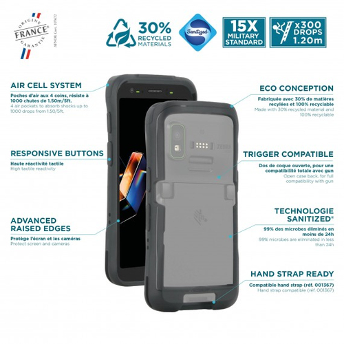 MOBILIS Protech Robust Hülle für Zebra Mobilcomputer - Schwarz - Sturzsicher, Stoßfest, Kratzfest, Staubfest, Schlagfest, 