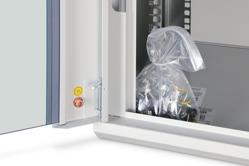 Digitus Dynamic-N 9U Wall Mountable Enclosed Cabinet Rack Cabinet for Networking, Server - Light Grey - Steel, Glass, Shee