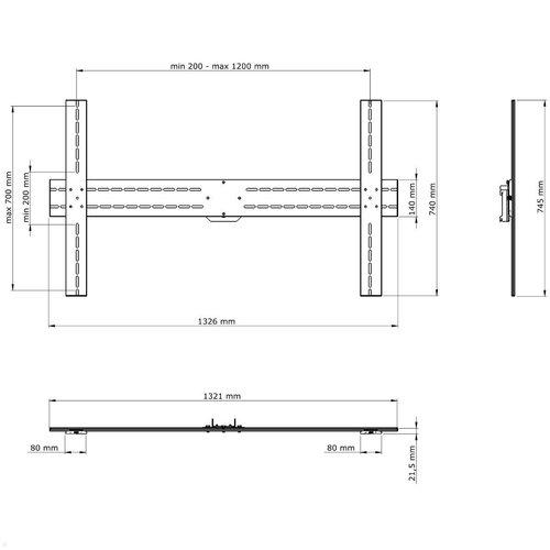 SMS Mounting Adapter for Flat Panel Display - Silver - 1 Display(s) Supported - 100 kg Load Capacity - 1000 x 600, 200 x 2