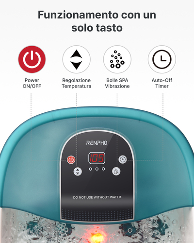 Renpho R-X002 Idromassaggiatore Plantare, Foot Spa con Riscaldamento Acqua, 22 Rulli Massaggianti, 3 Modalità e Kit Pedicu
