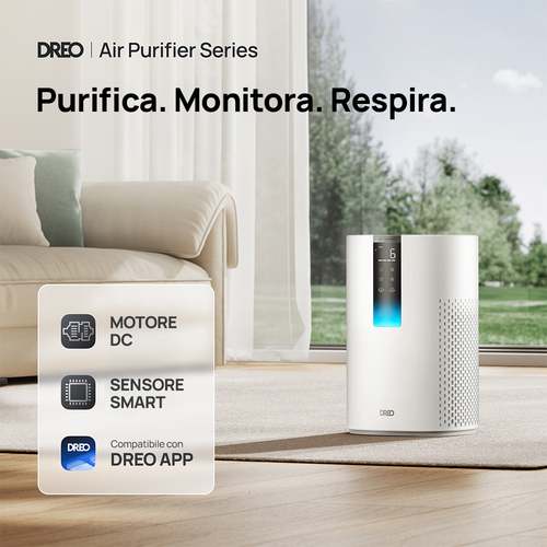 Dreo Air Purifier Macro AP605S – Purificatore Smart con Tecnologia TurboWind™ e CADR 202 m³/h – Sistema di Filtrazione a 5