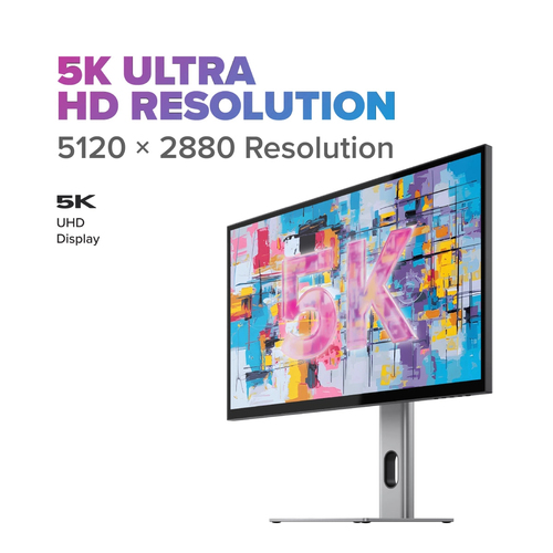Alogic Clarity 27C5KPD 27" Class 5K LED Monitor - 16:9 - Silver, Black - 68.6 cm (27") Viewable - In-plane Switching (IPS)