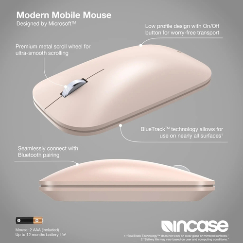 Incase Designed by Microsoft KTF-00112. Formfaktor: Beidhändig. Bewegungerfassungs Technologie: BlueTrack, Geräteschnittst
