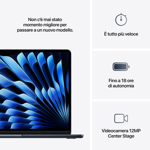 Computer portatile - Apple MacBook Air MW133T/A 34,5 cm (13,6") - Apple M4 - 16 GB - 512 GB SSD - Italiano Tastiera - Midn