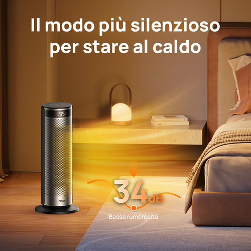 Dreo Termoventilatore Ceramico Solaris SH628, 2000W, Riscaldatore elettrico rapido. Tipo: Riscaldatore ambiente elettrico 