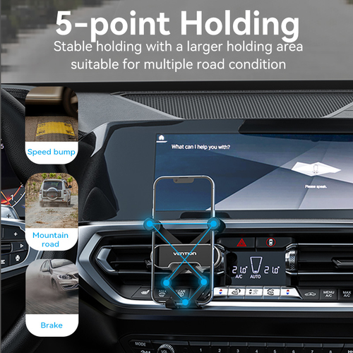 Vention KCEH0 Smartphone, Car, iPhone SmartPhone Holder - 30 mm x 106 mm x 91.8 mm x - ABS, Thermoplastic Polyurethane (TP