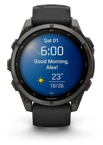 Garmin fēnix 9. Display diagonal: 3.56 cm (1.4"), Display technology: AMOLED, Display resolution: 454 x 454 pixels, Touchs