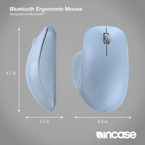 Incase Designed by Microsoft Ergonomic Maus - Bluetooth - Blau - Kabellos - Scroll-Rad - 2 x AAA Battery Supported