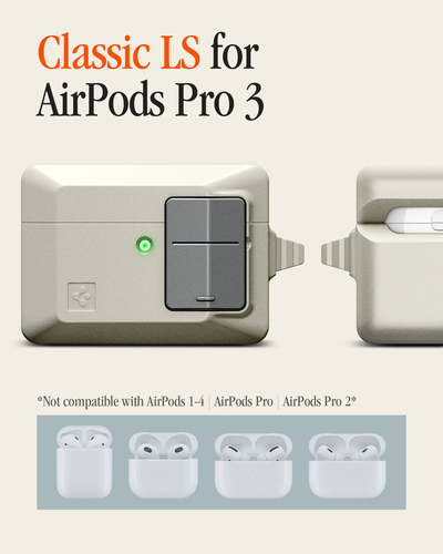 Spigen Classic LS AirPods Pro 3 Case Stone. Product type: Case, Material: Polycarbonate (PC), Product colour: Stone colour