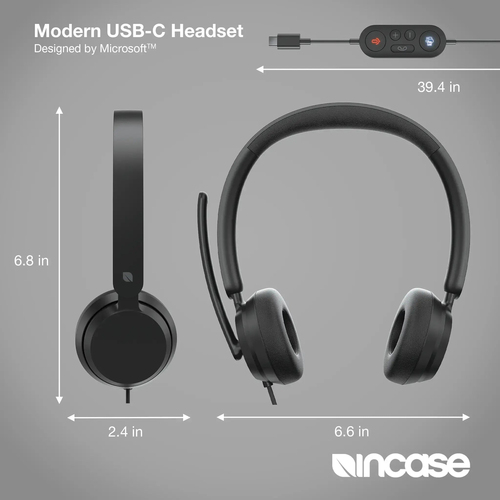 Incase Designed by Microsoft Modern Kabel Auf den Ohren, Kopfbügel Stereo Headset - Schwarz - Microsoft-Teams-Zertifizieru
