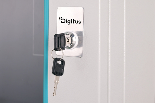 Digitus Dynamic-N 9U Wall Mountable Enclosed Cabinet Rack Cabinet for Networking, Server - Light Grey - Steel, Glass, Shee