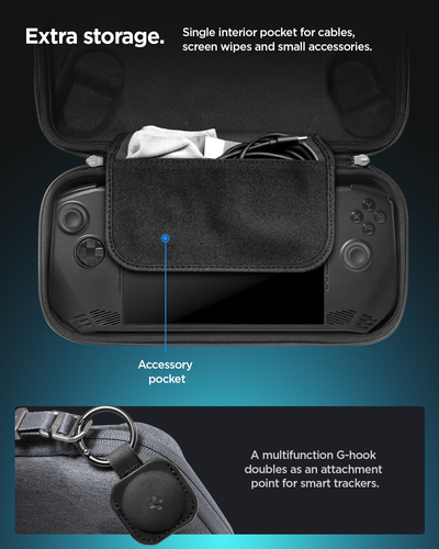 Spigen Klasden Pouch Carrying Case Charcoal Gray. Case type: Pouch case, Brand compatibility: Any brand, Material: Nylon