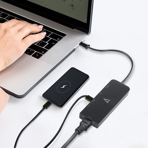 V7 V7UCRJ25GHUB-BLK. Interface do host: USB 3.2 Gen 1 (3.1 Gen 1) Type-C, Interfaces de hub: RJ-45, USB 3.2 Gen 1 (3.1 Gen