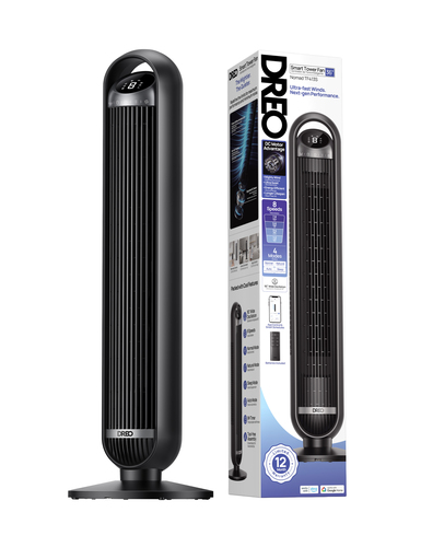 Dreo Ventilatore a Torre Smart 413S – Silenziosità Estrema 25dB, Flusso d'Aria 8 m/s e 8 Velocità – WiFi 91cm con App/Alex