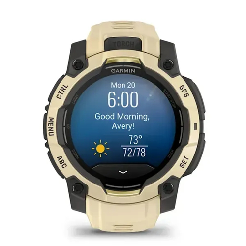 Garmin Instinct 3 AMOLED. Display diagonal: 3.05 cm (1.2"), Display technology: AMOLED, Display resolution: 390 x 390 pixe