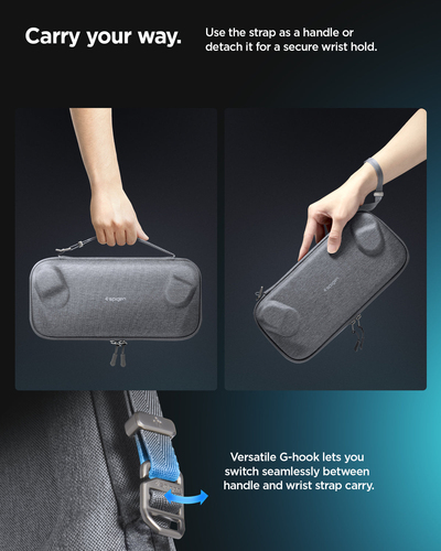 Spigen Klasden Pouch Carrying Case Charcoal Gray. Case type: Pouch case, Brand compatibility: Any brand, Material: Nylon