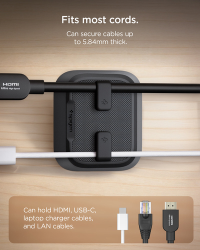 Spigen Magnetic Cable Holder | LD103. Type: Cable holder, Purpose: Desk, Product colour: Black. Quantity per pack: 1 pc(s)