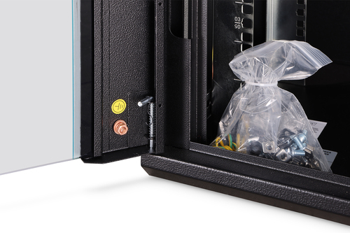 Digitus Dynamic-N 7U Wall Mountable Enclosed Cabinet Rack Cabinet for Networking, Server - Black - Steel, Glass, Sheet Ste