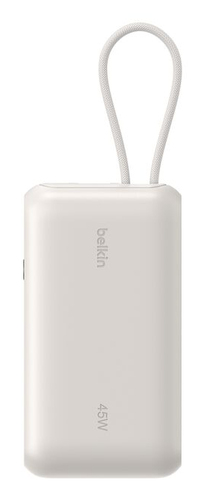 Belkin BoostCharge Power Bank - Sand - 10000 mAh - 45 W - Built-in Cable - Sand