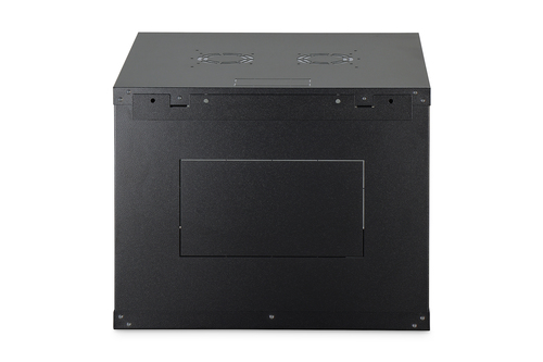 Digitus Dynamic-N 9U Wall Mountable Enclosed Cabinet Rack Cabinet for Networking, Server - Black - Steel, Glass, Sheet Ste