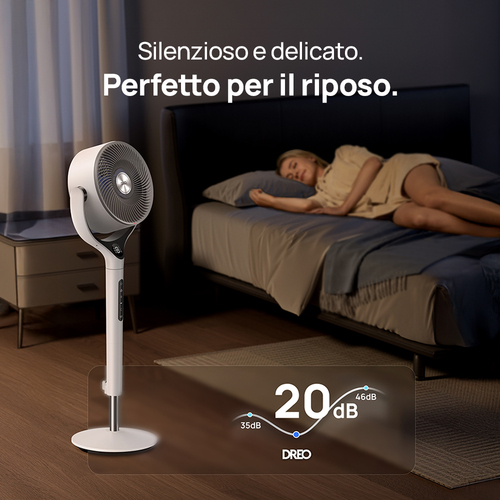 Dreo TurboPoly 565S – Ventilatore Circolatore Smart con Tecnologia TurboWind – Gittata 30,5m, Flusso d'Aria 3D, Luce RGB, 