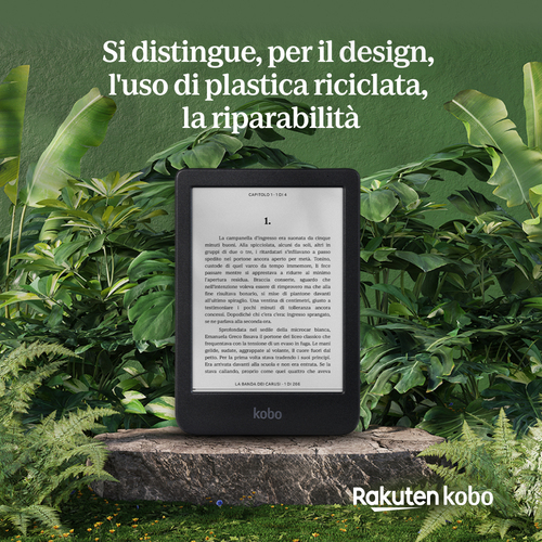 Lettore di testo digitale Kobo Clara BW - Nero - 12000 Libro(i) - 16 GB Flash - 15,2 cm (6") Display - Touchscreen - 1448 