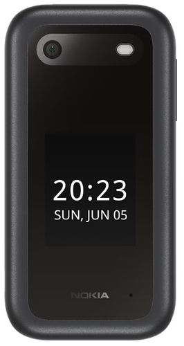 Nokia 2660 Flip - 4G, VoLTE, 2,8"+1,77", 0,3MP, 48MB/128MB, Black. Form factor: Flip. SIM card capability: Dual SIM. Displ