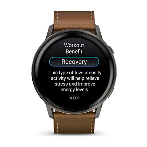 Garmin Venu 4 Smart Watch - Slate Case Color - Black, Brown Band Color - Stainless Steel, Metal Body Material - Fiber Rein