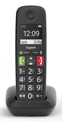 Gigaset E290A DECT-Schnurlostelefon - Wandmontierbar, Desktop - Schwarz - 1 Telefonleitung(en) - 1 Mobilteil(e) - 1 Gleich