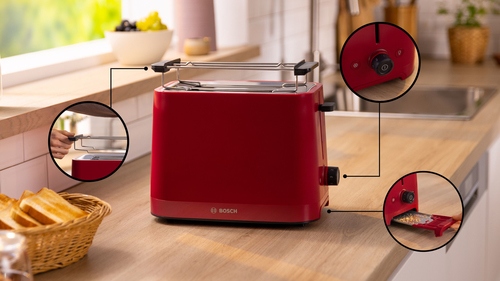 Tostapane Bosch TAT3M124 - 950 W - 2 Fette - Rosso