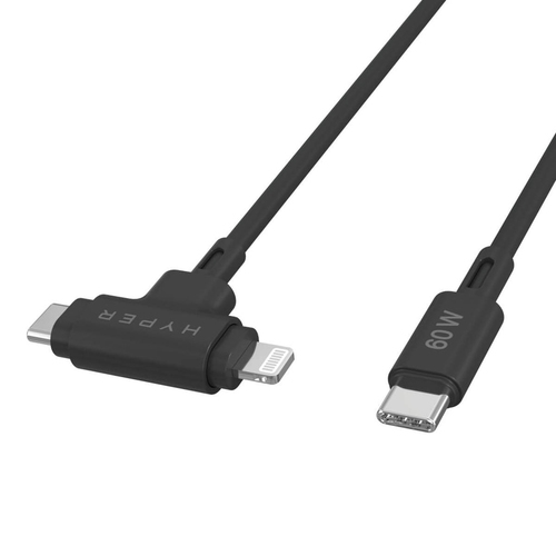 Hyper HyperJuice HJ4010BKGL 1.52 m Lightning/USB-C Data Transfer Cable - Cable for Notebook, Tablet, Phone, MacBook Air, H