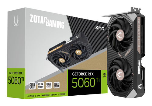 Zotac GAMING GeForce RTX 5060 Ti AMP. Graphics processor family: NVIDIA, Graphics processor: GeForce RTX 5060 Ti. Discrete