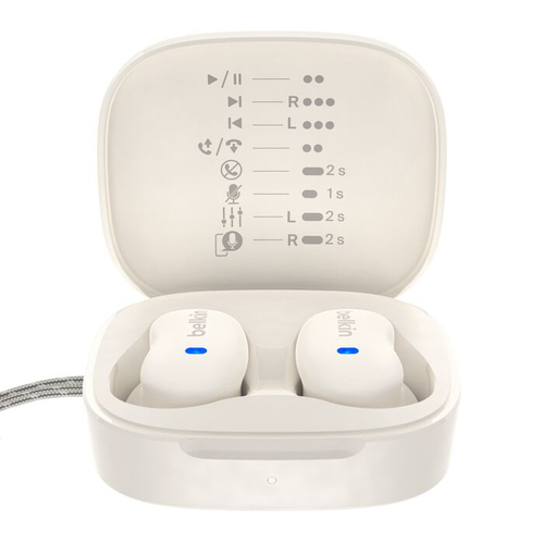 Belkin SoundForm Anywhere True Wireless Ohrhörer, Offenes Design Stereo Ohrhörerset - Crème - Binaural - In-Ear - Bluetoot